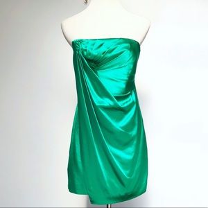 BCBG MAX AZRIA Emerald Draped Strapless Corset Mini Dress